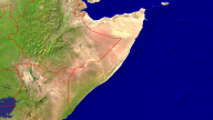 Somalia Satellit + Grenzen 1920x1080